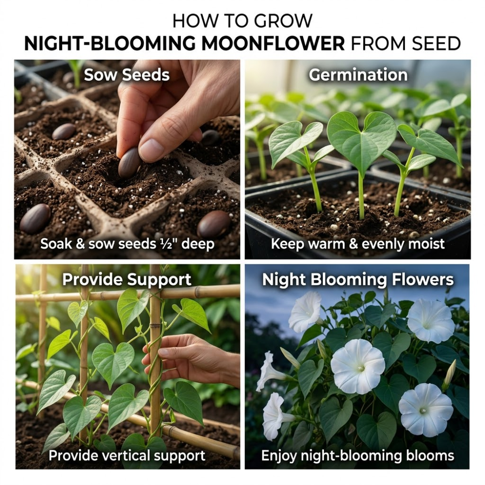 15 Pcs Moonflower Seeds, High Germination Climbing Vines for Planting, Low Maintenance Striking White Evening Blooms for Sunlit Gardens
