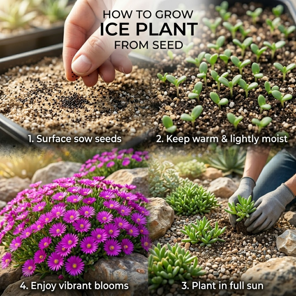 400 Pcs Ice Plant Seeds Perennial, Heirloom Flowers for Planting, Fast-Growing Creeping Plants for Bright Sunlit Yards