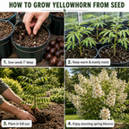 5 Pcs Yellowhorn Seeds for Planting Outdoors, Non-GMO Heirloom Shrub Seeds, Low Maintenance Cold-Hardy Star-Shaped Blooms for Yard Borders