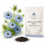Blue Love In A Mist, 300 Nigella damascena Flower Seeds, Non-GMO, Annual High-Yield Soft Blue Misty Blooms, Ideal for Window Boxes, Borders & Gardens