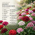 750 Pcs Sweet William Flower Seeds, Heirloom Dianthus Barbatus Mix for Planting, Fast-Growing Plants for Bright Sunlit Gardens