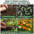 50 Calendula Pacific Mix Seeds, Vigorous Non-GMO Heirloom Flower Seeds, Sturdy Low Maintenance Orange & Yellow Blooms for Patios & Gardens