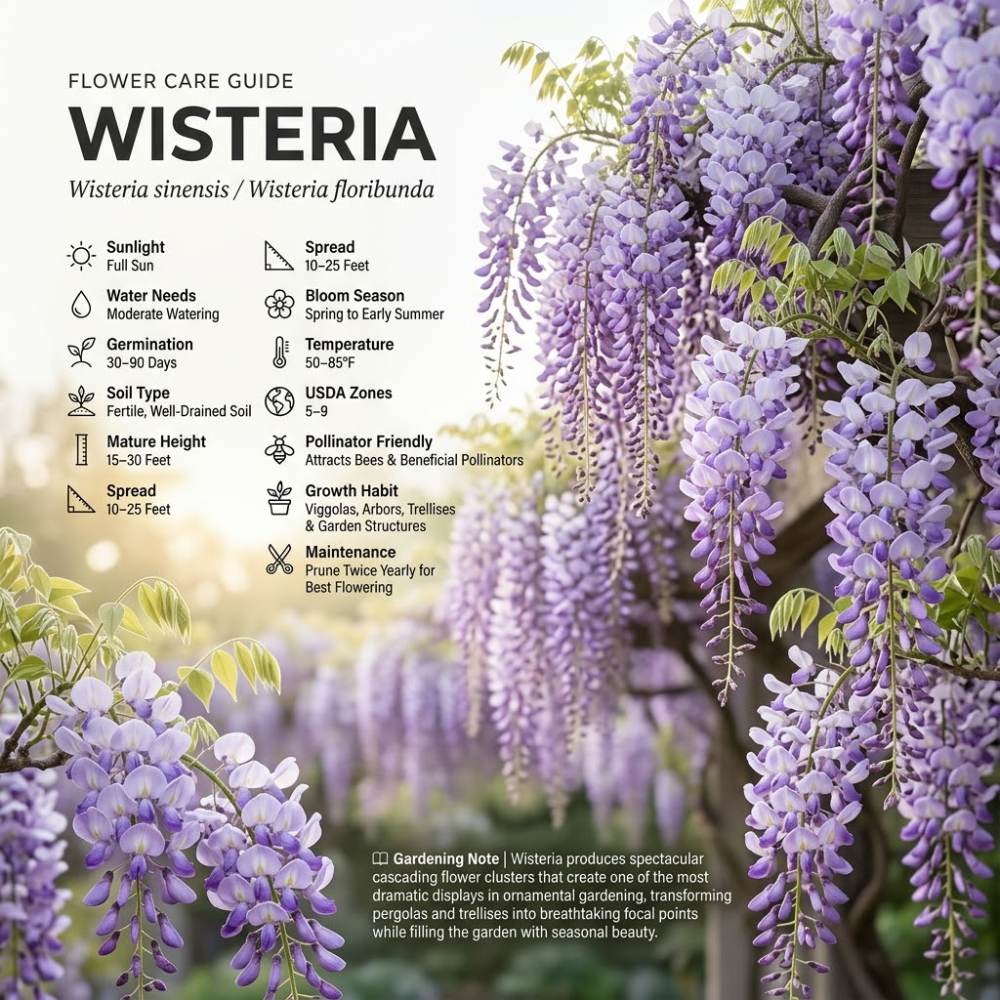 15 Pcs Wisteria Seeds for Planting Outdoors, Vigorous Flowers Yielding Striking Blooms for Yard Trellises, Easy to Care
