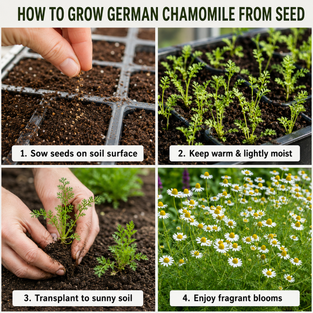 2 Packs German Chamomile Seeds (7000 Seeds), High Germination Herb Seeds for Planting,  Low Maintenance Aromatic Flowers for Sunlit Yard Borders