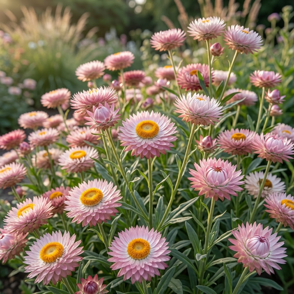 75 Pcs Silver Rose Strawflower Seeds, Vigorous, Heat-Tolerant Plants, Grow Robust Papery Blooms for Outdoor Landscapes