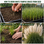 200 White Pampas Grass Seeds, High Germination Ornamental Grass for Planting, Robust Low Maintenance Tall Plumes for Sunlit Landscapes