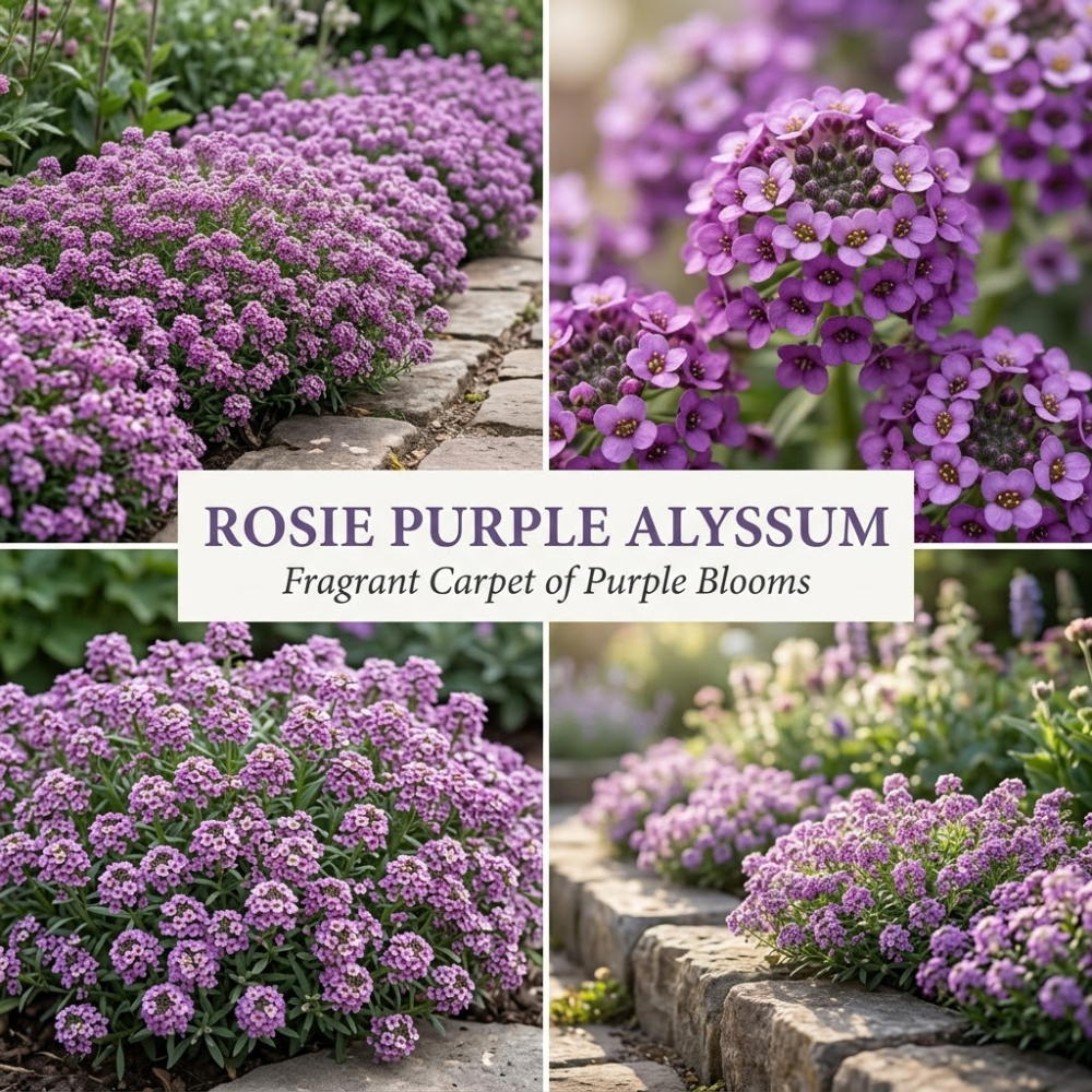 4500 Sweet Alyssum Seeds for Planting Outdoors, Sturdy Rosie Purple Heirloom, Vigorous Ground Cover Yielding Striking Blooms for Balconies