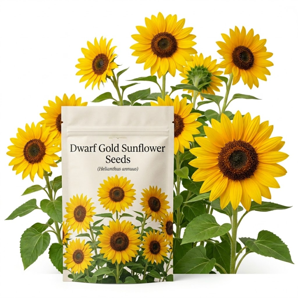 Heirloom Dwarf Sunflower Seeds, Drought-Resistant Compact Plants, Large Yellow Blooms for Stunning Summer Decor (90 Pcs)