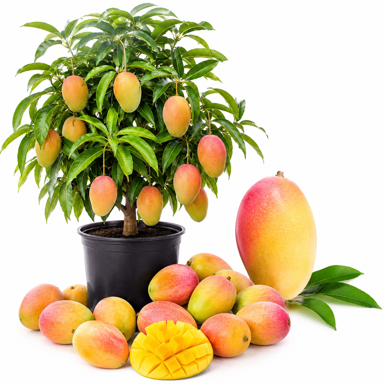 Mango Trees Live Plants | 2.5–3 Ft Tropical Mango Variety | Fresh, Juicy Mango Fruit Tree for Yard & Patio (No Ship to CA,HI,AK)