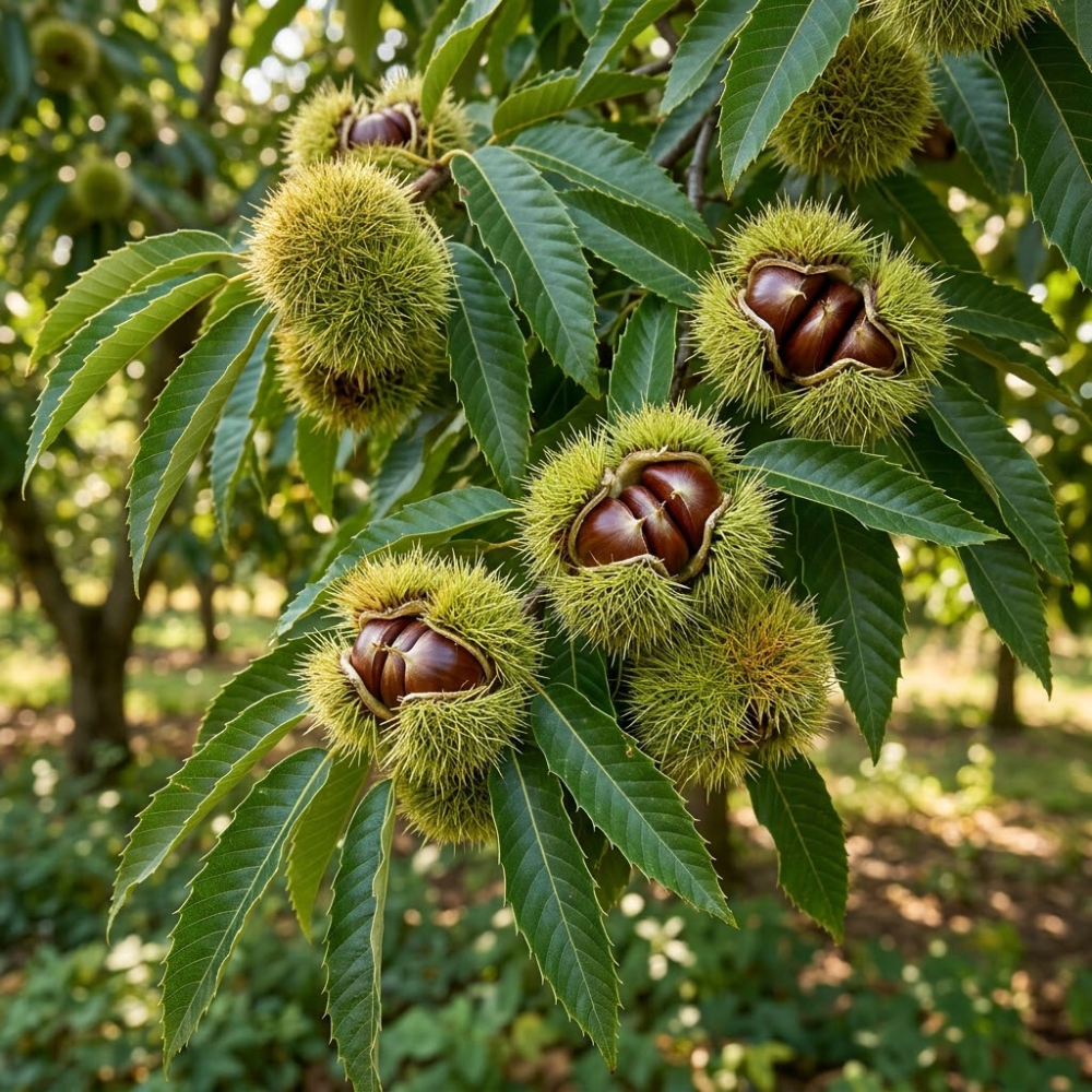 Chinese Chestnut Tree, 3 Gallon Pot, Low Maintenance Nut-Bearing Shade Tree for Homeowners, Resilient Cold-Hardy Plant for Edible Landscapes & Roasting Nuts