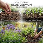 400 Pcs Blue Vervain Seeds, Heirloom Verbena Hastata for Planting, Fast-Growing Native Plants for Bright Sunlit Gardens & Pollinators