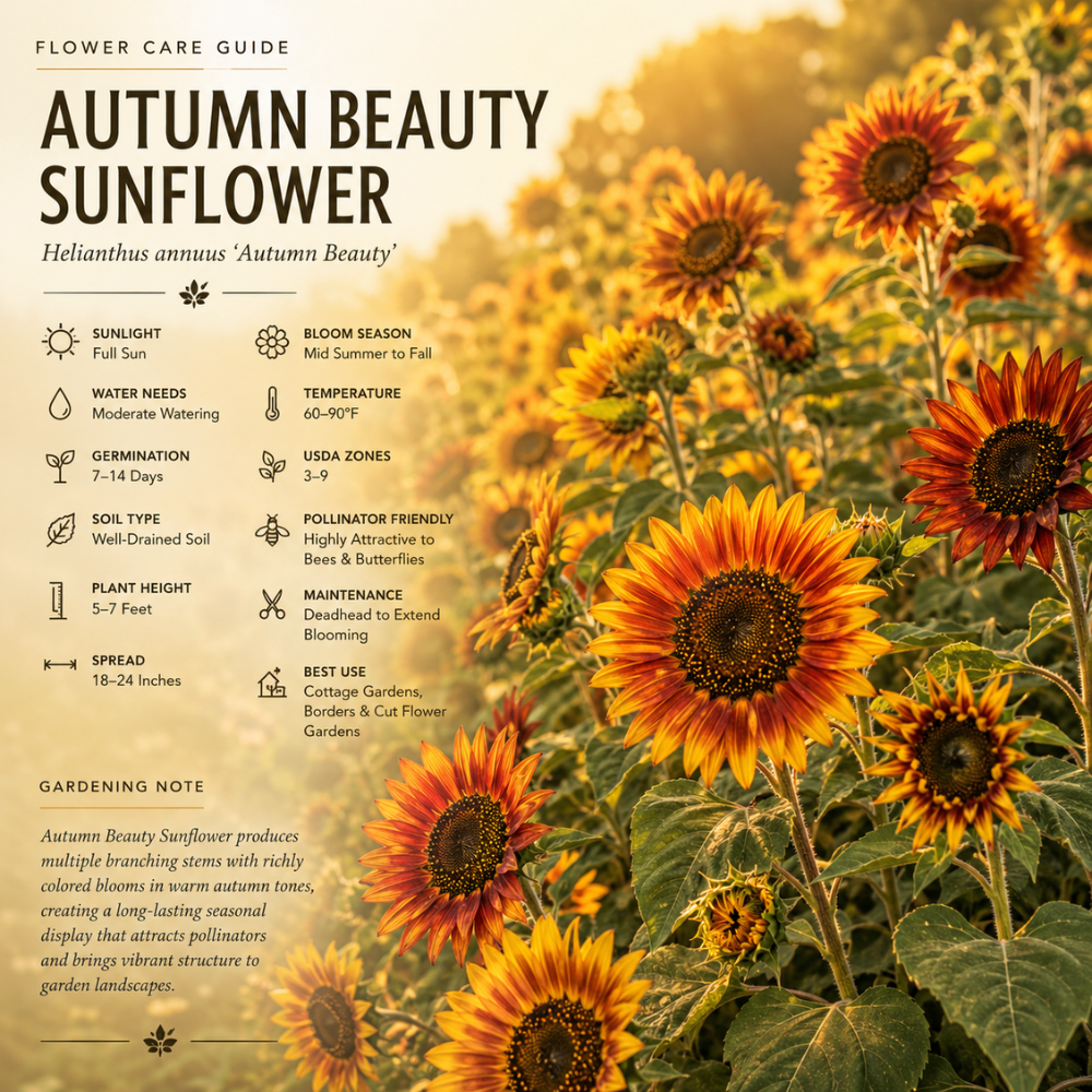75 Pcs Autumn Beauty Sunflowers Seeds, Non-GMO Heirloom Flower Seeds for Patios & Gardens, Low Maintenance Cut Flowers