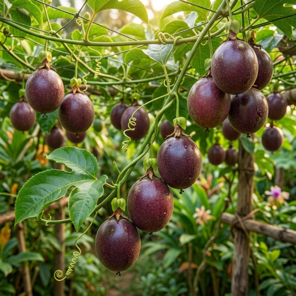 No Ship to CA, HI, AK, Passionfruit Tree Live Plant, Sturdy 1 Gallon Potted Edible Fruit Plant Starter, High-Vigor Tropical Vine for Home Landscapes, Resilient Trellis Plant for Sweet Fruits