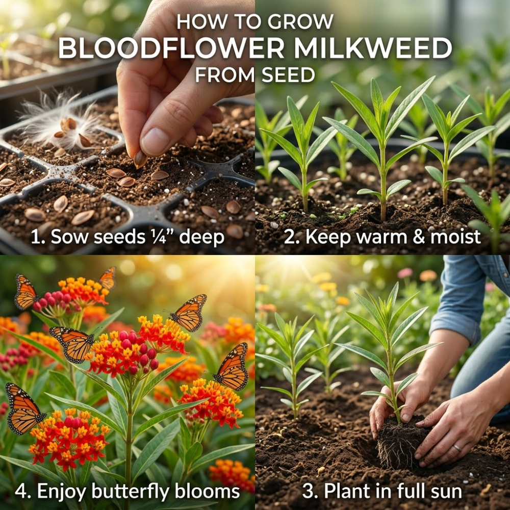 150 Pcs Milkweed Blood Flower Seeds, Non-GMO Heirloom Milkweed for Patios, Vigorous Growth, Low Maintenance Floral Displays