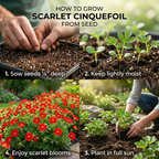 400 Pcs Scarlet Cinquefoil Seeds for Planting Outdoors, Grow Robust, Easy to Care Vibrant Red Flowers with Strawberry Foliage for Wildflower Meadows