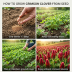 2000 Pcs Crimson Clover Seeds, Heirloom Red Flower Cover Crop for Planting, Fast-Growing Plants for Bright Sunlit Yards