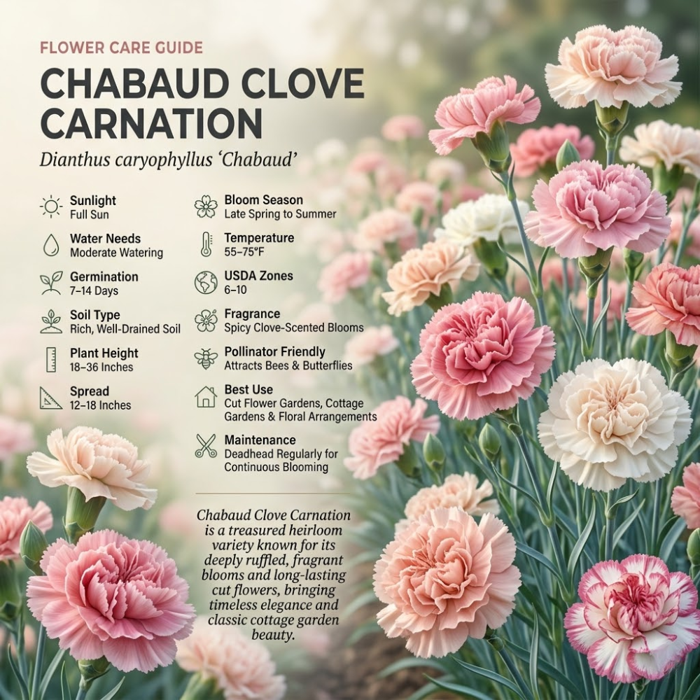 300 Pcs Heirloom Carnation Seeds for Planting, Non-GMO Heirloom Chabaud Carnation for Bouquets, Easy to Care Outdoor Yard Decor