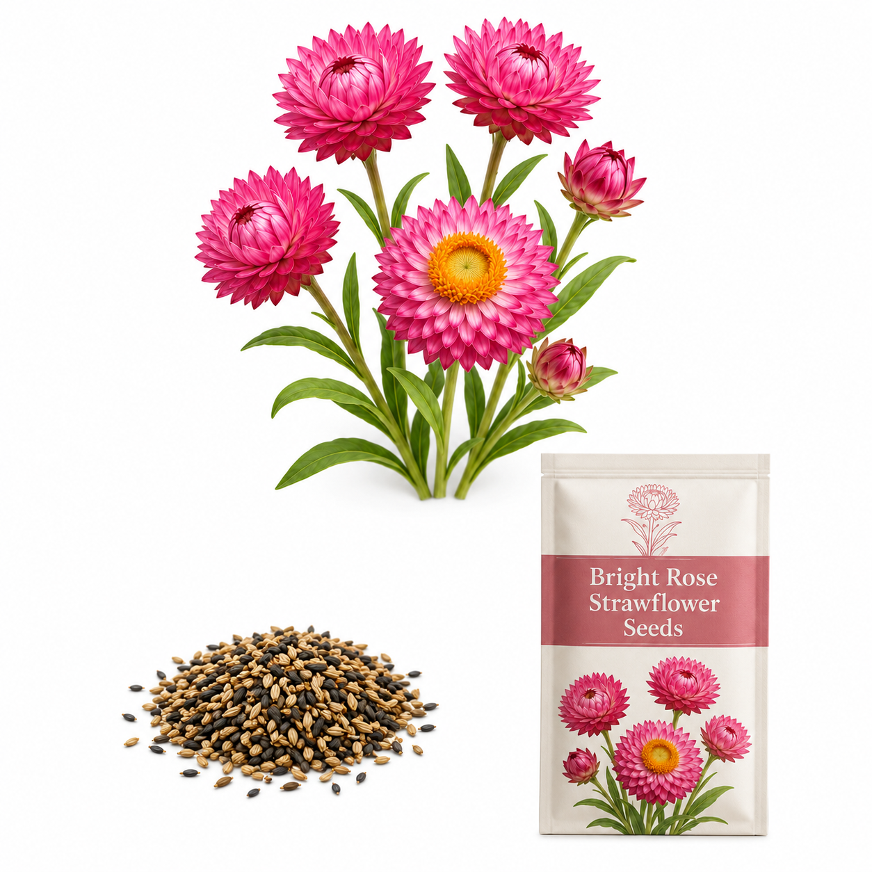 150 Strawflower Seeds for Planting Outdoors, Non GMO, Annual Flower Seeds, Vibrant Multi-Color Everlasting Flower, Ideal for Raised Beds & Backyard Gardens