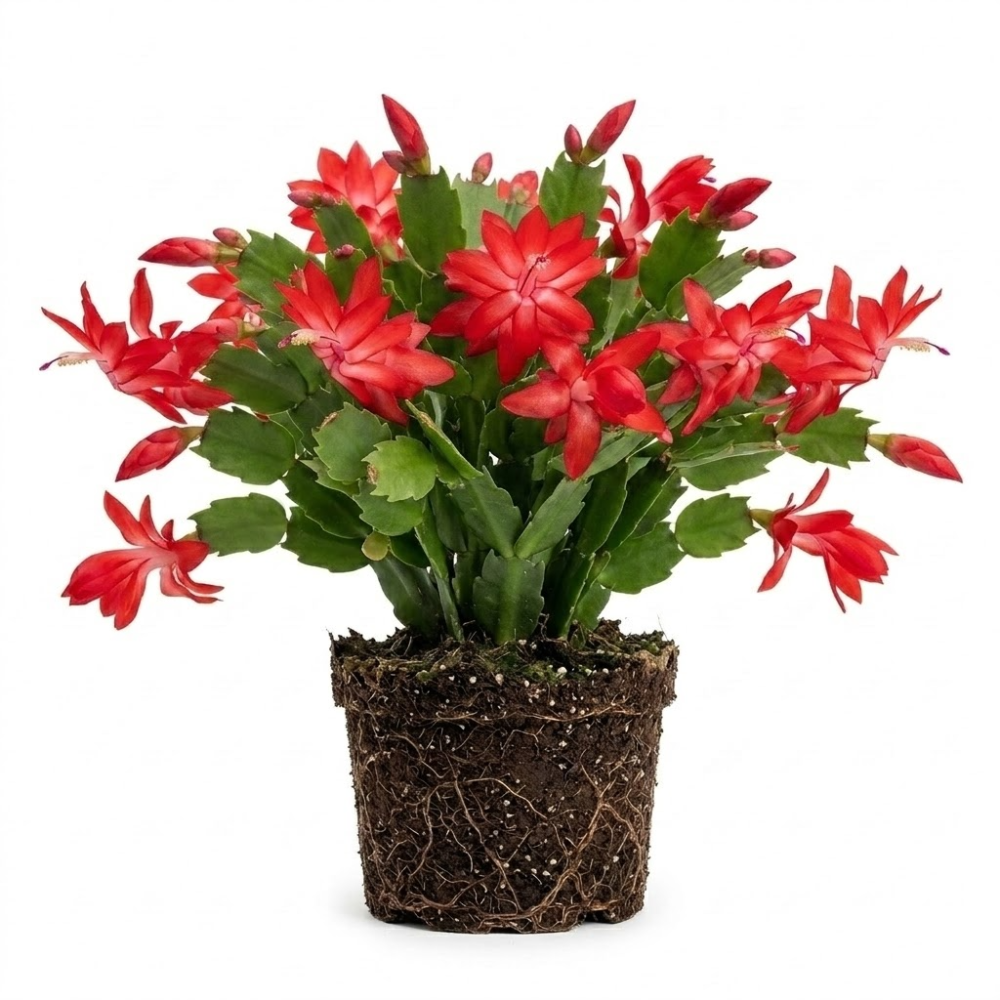 Orange Christmas Cactus Plant, 5-6 Inch Tall, Winter Blooming Succulent Starter for Home Décor, Low Maintenance Plant for Bright Indoor Spaces and Holiday Gifts