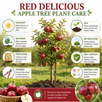 Red Delicious Apple Tree Live Plant in 3 Gallon Pot, Fast Growing Apple Trees Live Plants Ready to Fruit, Perfect for Home Backyard and Garden (No Ship to CA, HI, AK)
