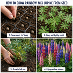50 Pcs Lupine Seeds  Perennial, High Germination Rainbow Mix for Planting, Low Maintenance Tall Colorful Flowers for Sunlit Outdoor Gardens