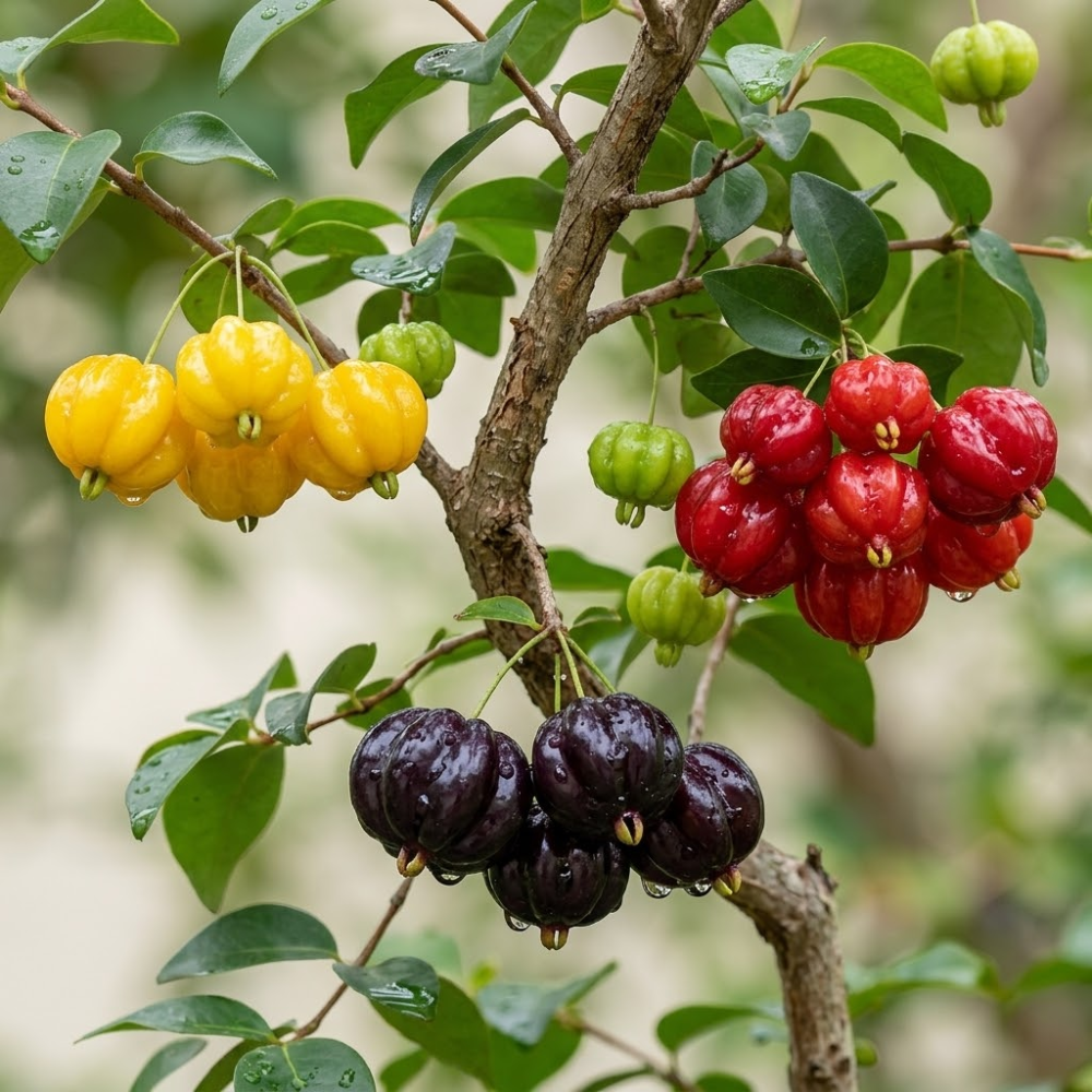 No Ship to CA, HI, AK | Surinam Cherry Live Plant | 2.5–3 Ft Cherry Tree | Well Rooted | Sweet-Tart Small Fruit Tree for Patio, Garden, or Container