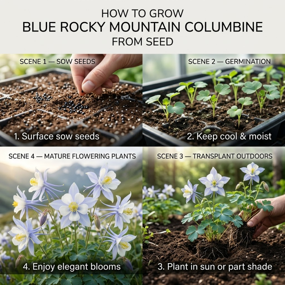300 Pcs Rocky Mountain Columbine Seeds for Outdoors, Non-GMO Heirloom Flowers for Patios, Easy to Care Outdoor Yard Décor