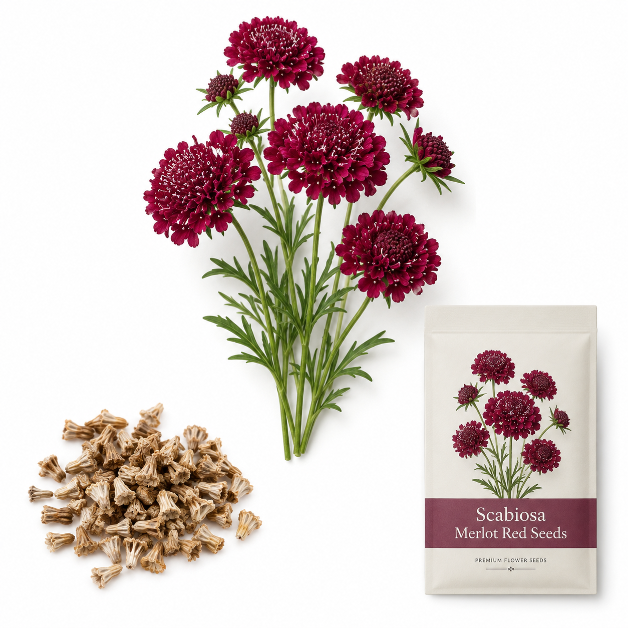 50 Scabiosa Seeds for Planting, Non-GMO Scabiosa atropurpurea, Easy to Grow, Annual, Vibrant Multi-Color Pincushion Flower Seeds for Gardens
