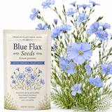 350 Pcs Blue Flax Seeds, Heirloom Non-GMO Perennial Flowers, Low Maintenance True Blue Blooms for Yard Borders