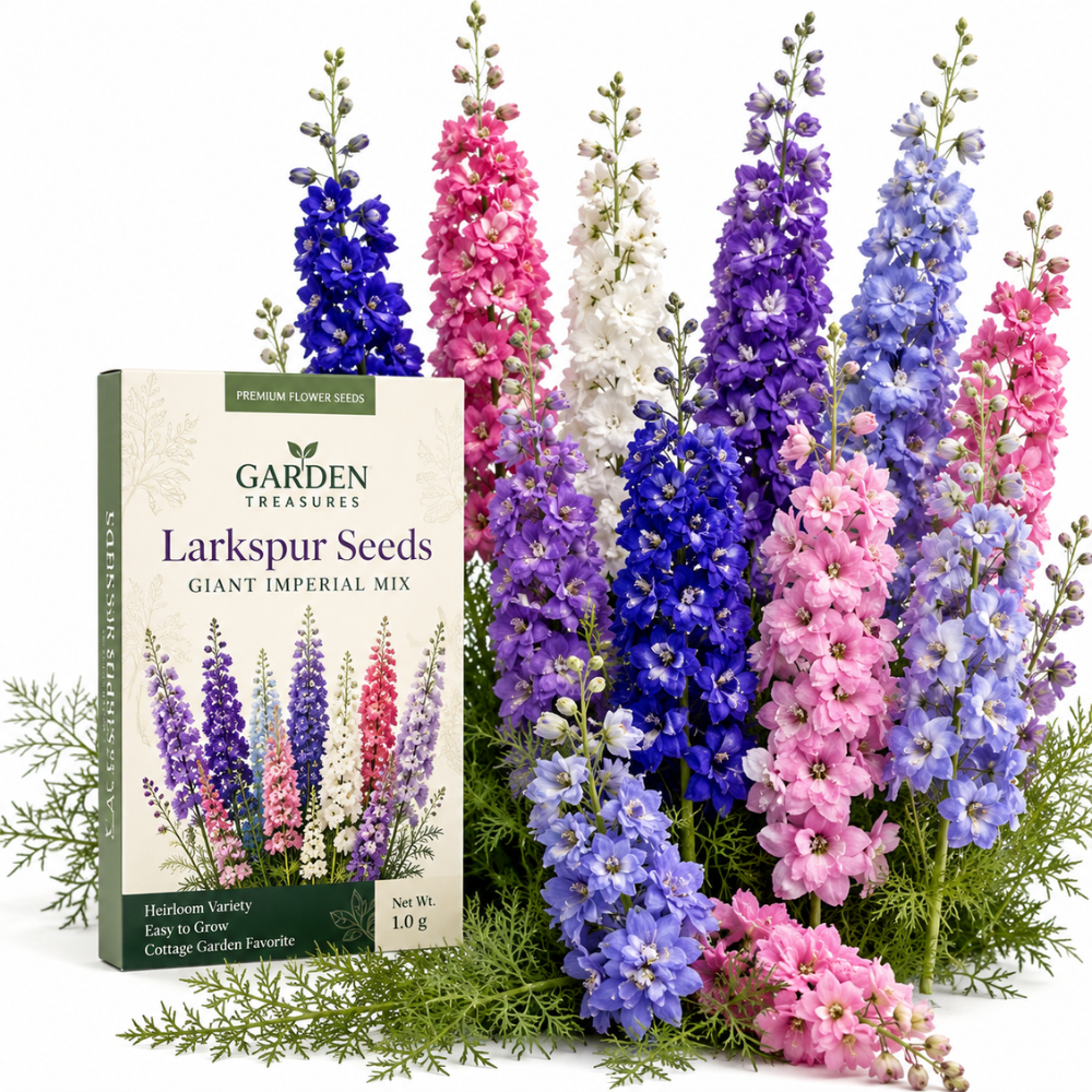 250 Rocket Larkspur Giant Imperial Mix Seeds for Planting Outdoors, Non-GMO Heirloom Flower Seeds, Sturdy Tall Stalks & Striking Floral Spikes for Cut Gardens