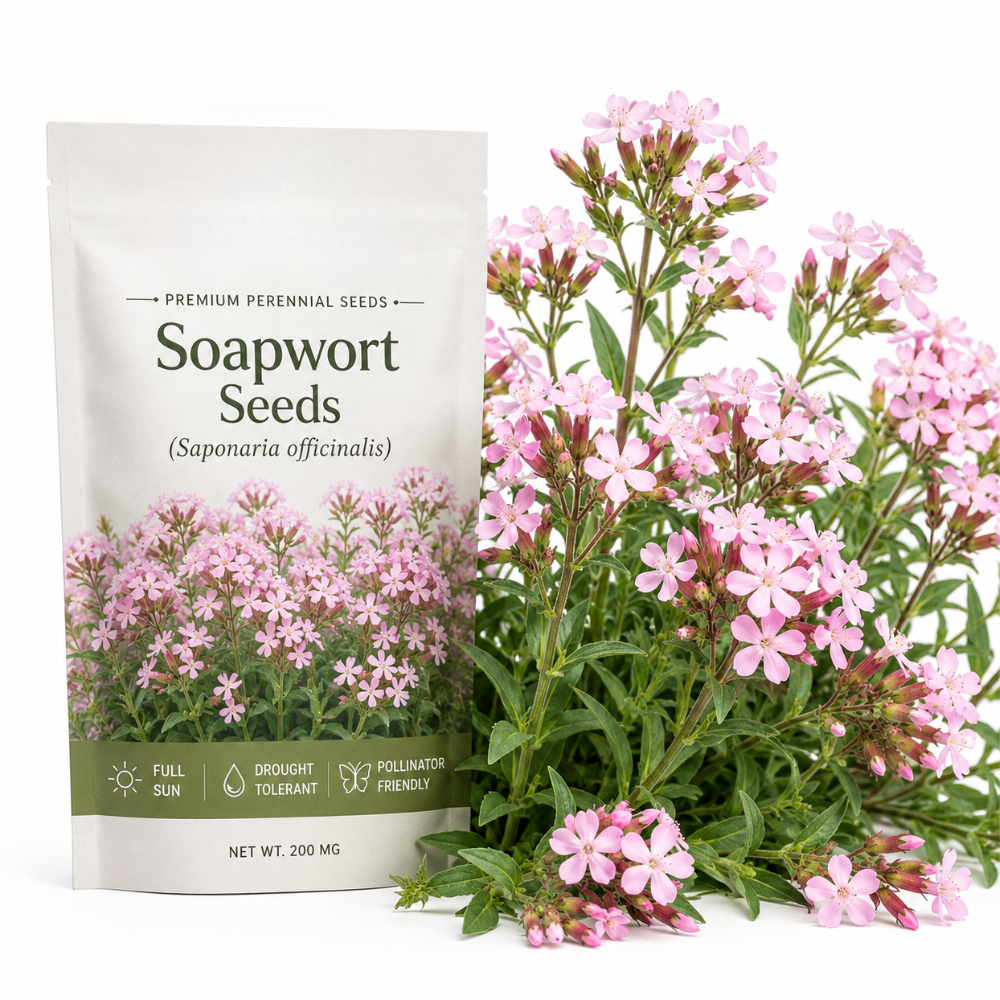 300 Pcs Pink Rock Soapwort Seeds, Heirloom Non-GMO Perennial Ground Cover, Low Maintenance Trailing Blooms for Yard Borders