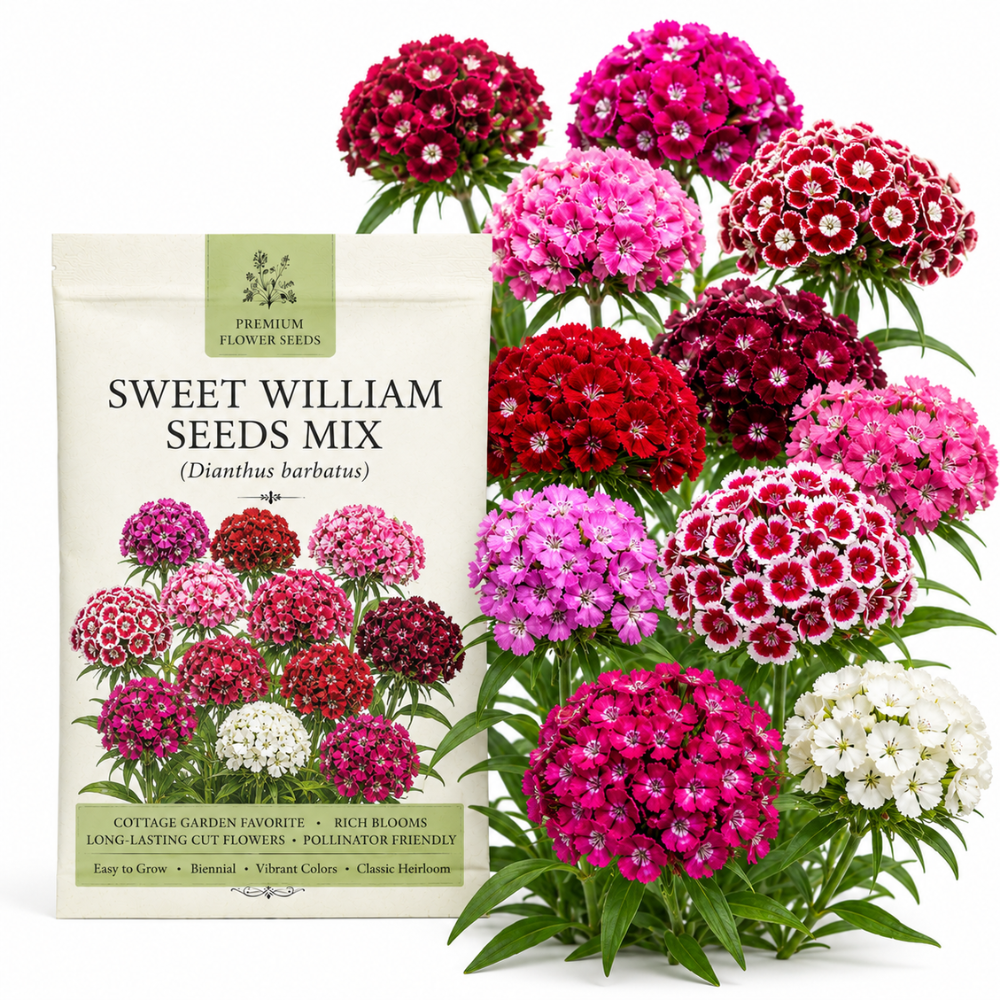 250 Pcs Sweet William Seeds Mix for Planting Outdoors, Non-GMO Heirloom Flowers, Low Maintenance Fragrant Pink & Red Blooms for Yard Borders