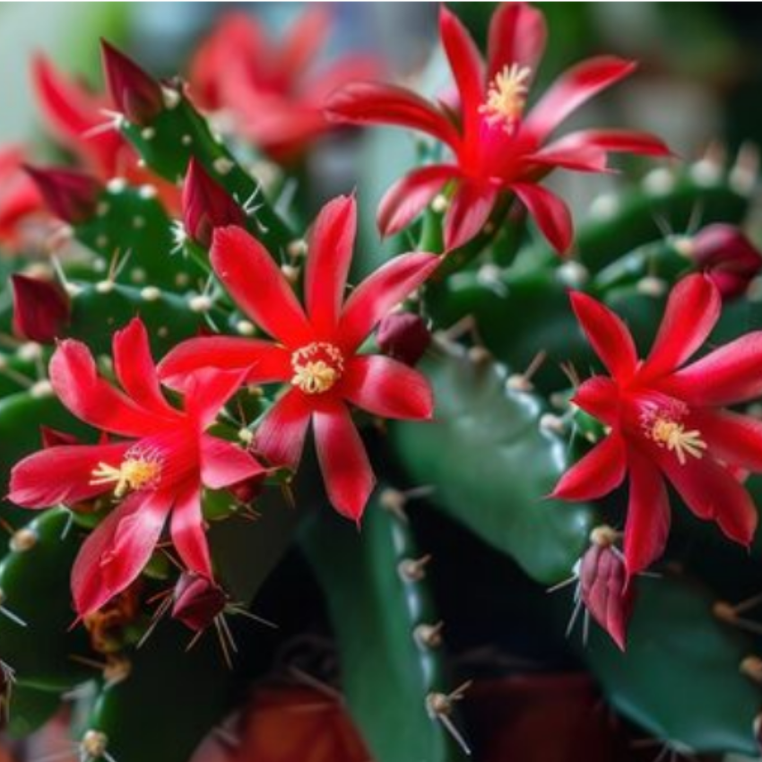 Red Easter Cactus Plants Live 3 Inch Tall | Compact Flowering Easter Cactus, Low Maintenance Indoor Houseplant