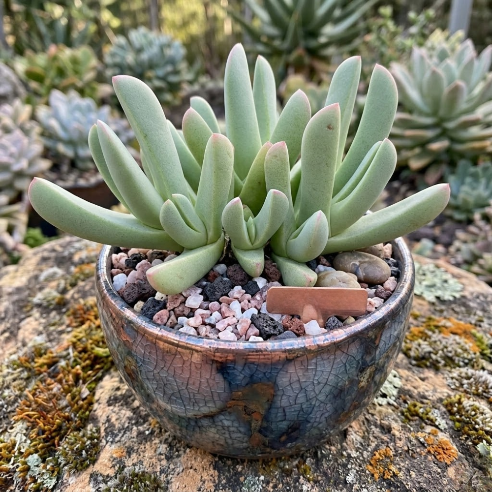 Live Lobster Claw Plant Cheiridopsis Candidissima | 4" Potted Succulent | Low Maintenance, Well-Rooted Desk Plant for Modern Interiors