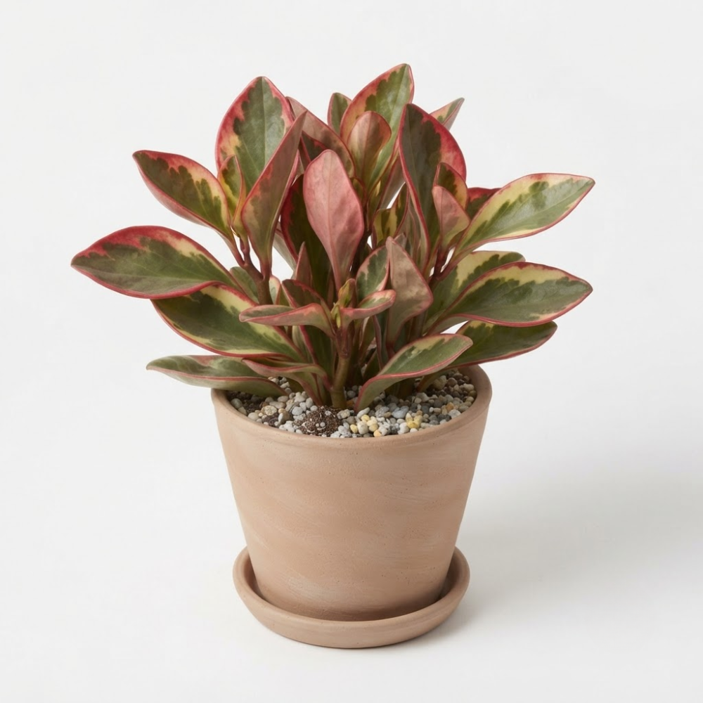 2 Peperomia Live Plant, Peperomia Clusiifolia Red Margin 2 Inch Potted Plant, Indoor Plant for Home Office Decor and Easy Care Disp