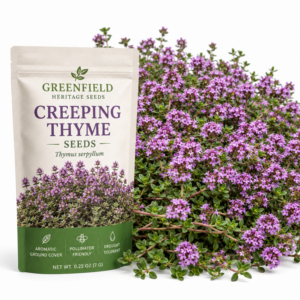 250 Pcs Creeping Thyme Seeds for Planting Outdoors, Non-GMO Heirloom Ground Cover, Fragrant Pink Blooms for Gardens & Walkways