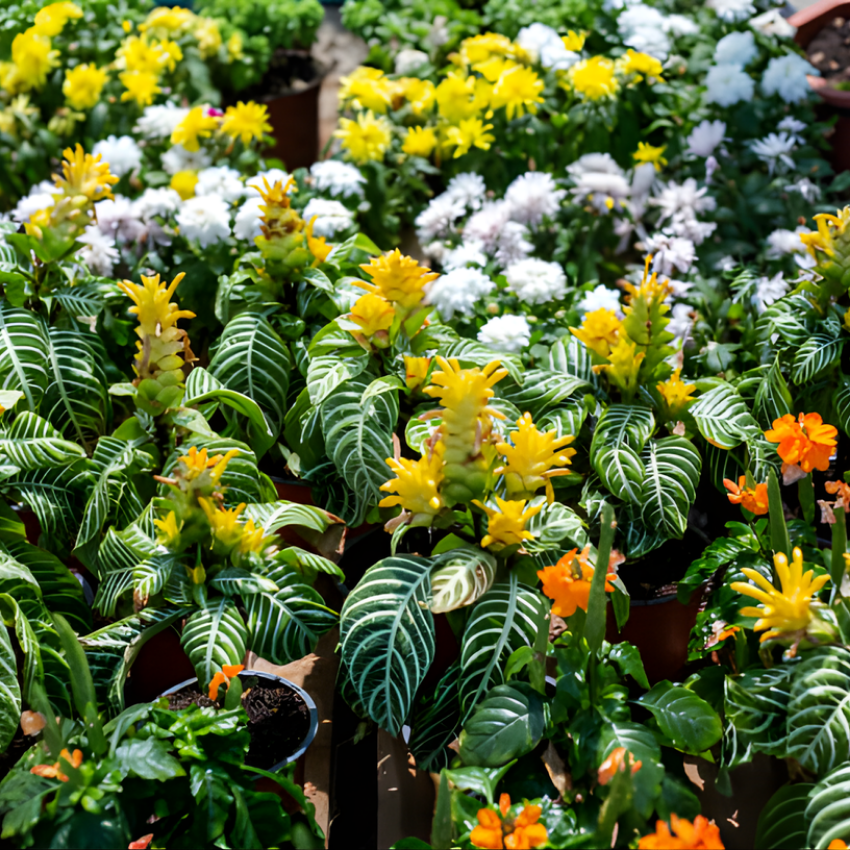 Zebra Aphelandra Plant in 4 Inch Pot, Aphelandra Squarrosa, Real Houseplant for Room & Office, Easy to Grow