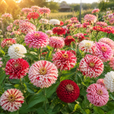 75 Peppermint Stick Zinnia Seeds Mix, Non-GMO Zinnia elegans, Vibrant Striped Multi-Color Flower, Annual Seeds for Cut Garden