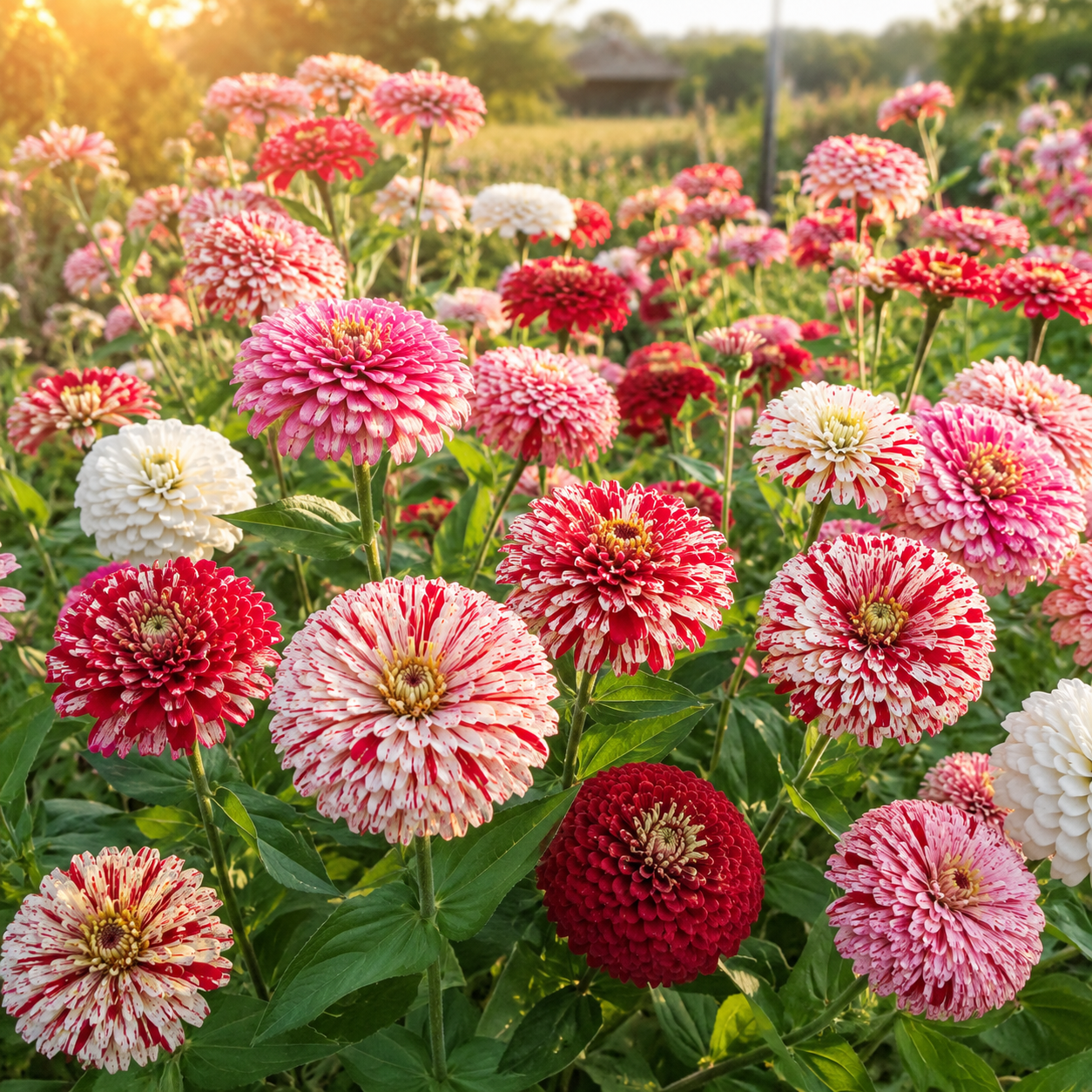 75 Peppermint Stick Zinnia Seeds Mix, Non-GMO Zinnia elegans, Vibrant Striped Multi-Color Flower, Annual Seeds for Cut Garden