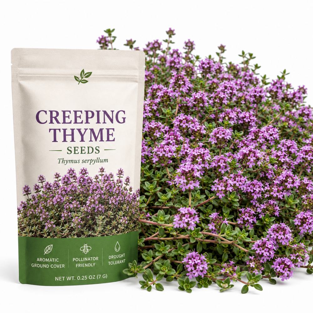 250 Pcs Creeping Thyme Seeds for Planting Outdoors, Non-GMO Heirloom Ground Cover, Fragrant Pink Blooms for Gardens & Walkways