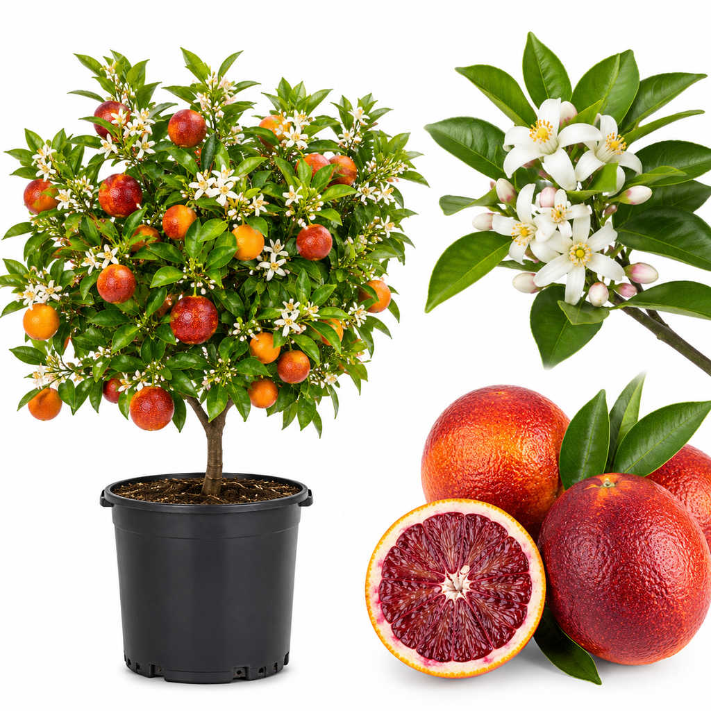 Fresh Blood Oranges Live Plants | 1 Gallon Live Citrus Plant | Hardy Easy-Grow Edible Fruit Tree for Home Gardens & Patios (No Ship to CA,HI,AK)
