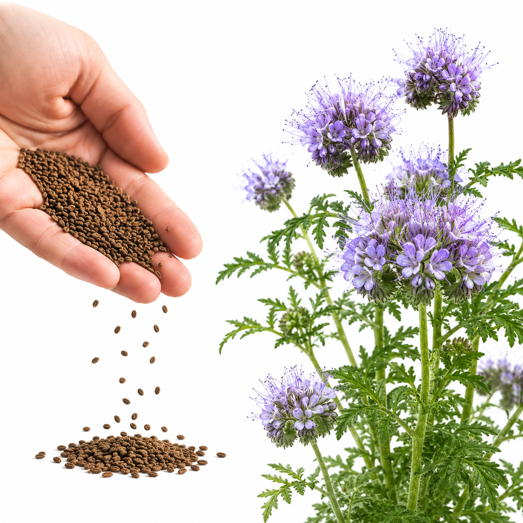 200 Pcs Lacy Phacelia Seeds (Phacelia tanacetifolia), Non GMO, Fast Growing Wildflower Seeds for Outdoor Gardens