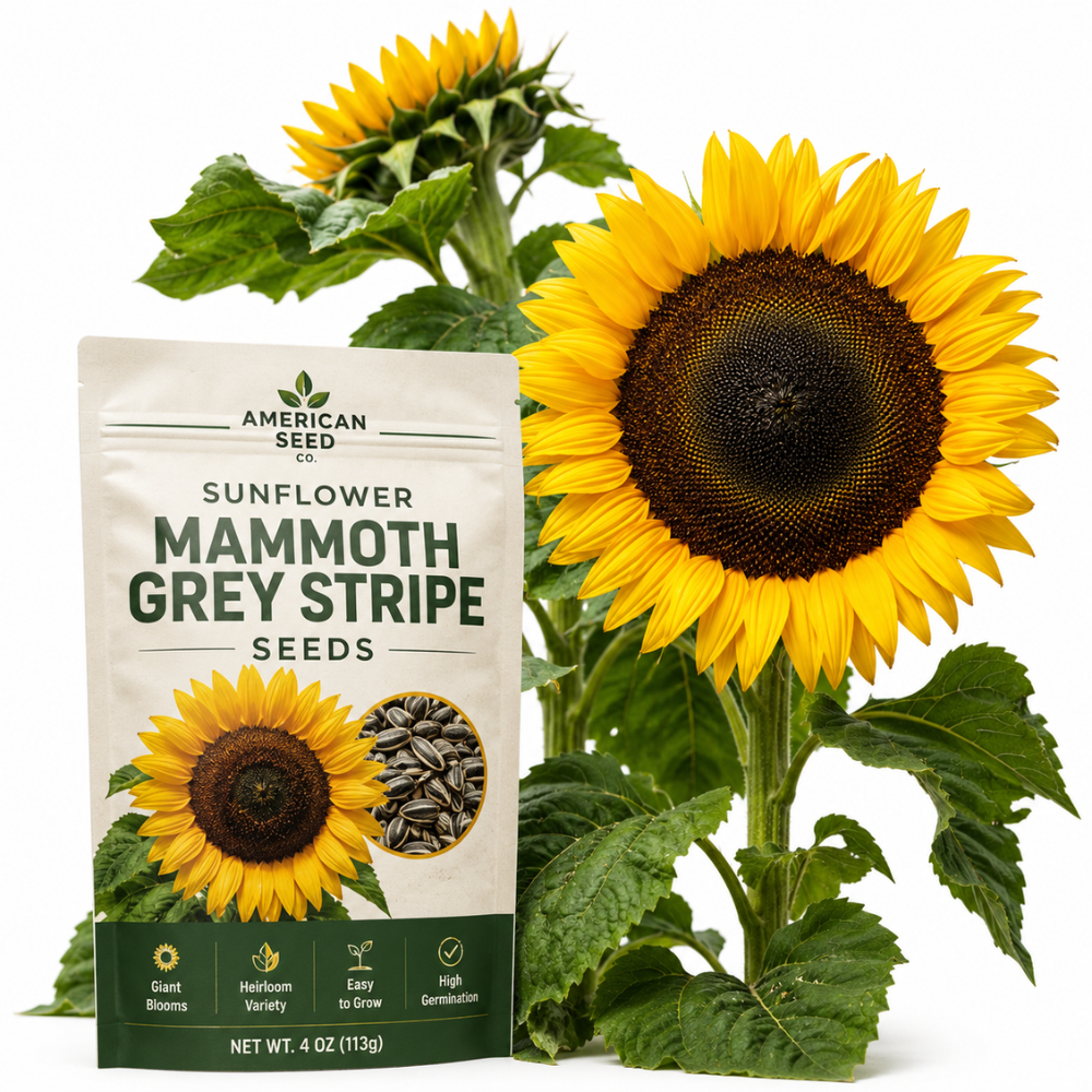 15 Mammoth Sunflower Seeds to Plant, Vigorous Non-GMO Heirloom Giant Flower Seeds, Sturdy Tall Stalks & Striking Large Yellow Blooms for Sunlit Yards