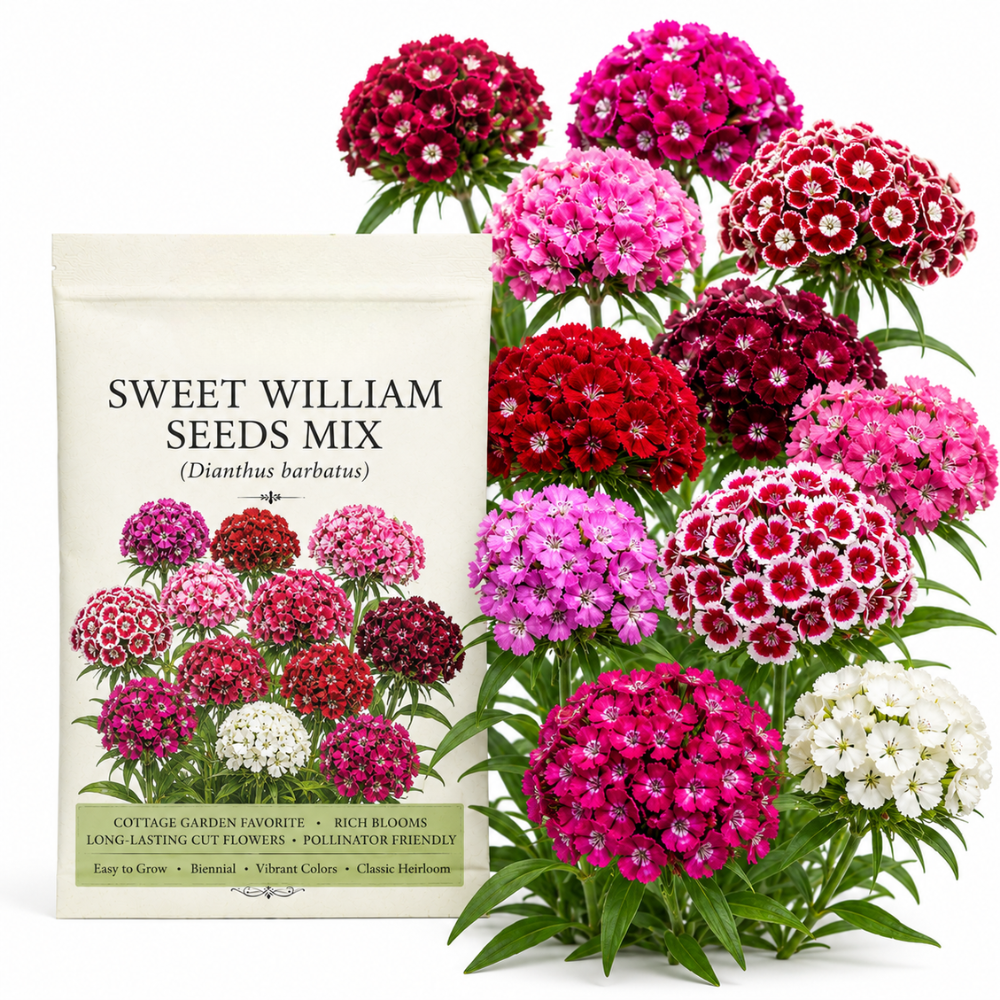 250 Pcs Sweet William Seeds Mix for Planting Outdoors, Non-GMO Heirloom Flowers, Low Maintenance Fragrant Pink & Red Blooms for Yard Borders