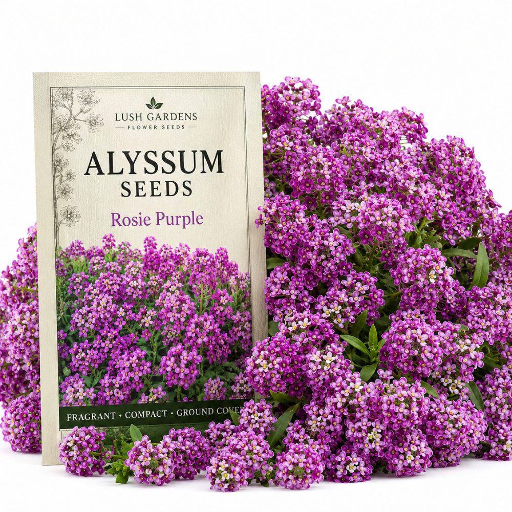 1500 Alyssum Seeds for Planting, Vigorous Non-GMO Heirloom Rosie Purple Seeds, Low Maintenance Fragrant Blooms for Borders & Patios