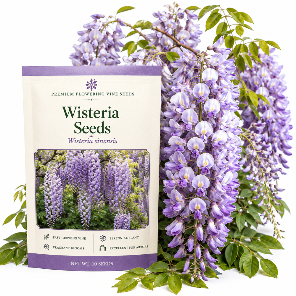 5 Pcs Wisteria Seeds for Planting Outdoors, Non-GMO Climbing Vine Seeds, Low Maintenance Fragrant Cascading Blooms for Pergolas & Arbors