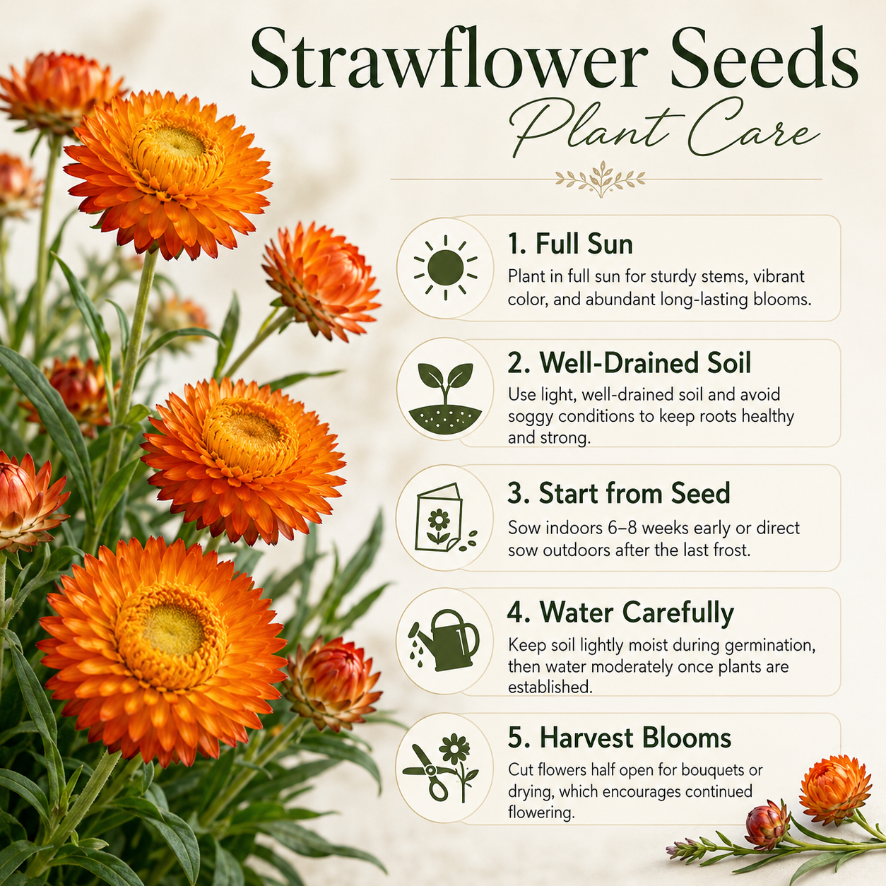 150 Strawflower Seeds for Planting Outdoors, Non GMO, Annual Flower Seeds, Vibrant Multi-Color Everlasting Flower, Ideal for Raised Beds & Backyard Gardens
