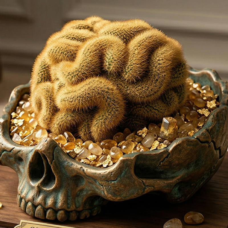 Golden Brain Cactus Plants Live | Mammillaria Cristata Cactus Tree | Rare Crested Cactus in 3.5" Pot | Unique Live Cactus for Home Décor & Indoor Collections
