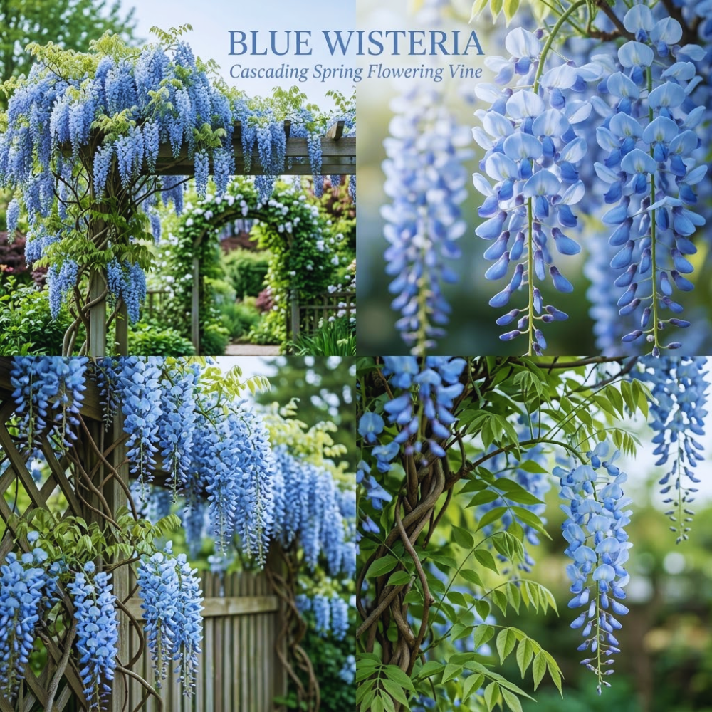 2 Blue Wisteria Plant Live, 2.5 Inch Pot Size, Well-Rooted Flowering Plant, Low Maintenance Ornamental Vine for Sunny Outdoor Spots