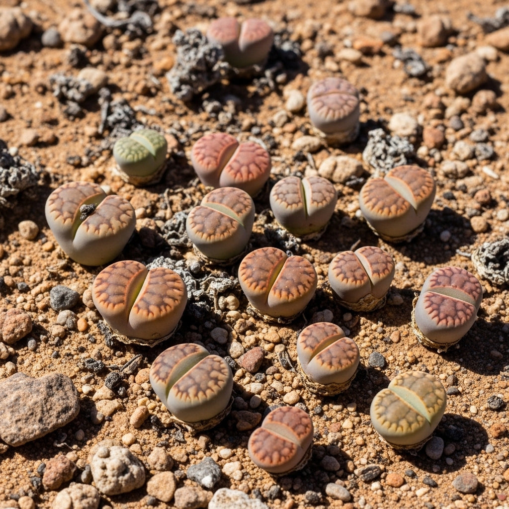Pack of 20 Live Small Exotic Lithops Live Plants | Perfect for Lithops Starter, Great Terrarium Addition | Bare Root Without Soil or Pot, Easy to Grow and Ideal for Indoor/Outdoor Display